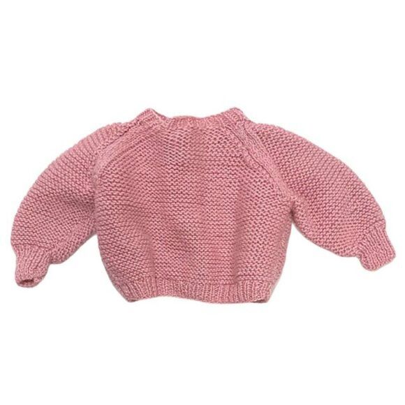 Vintage Hand Knit Dusty Rose Baggy Cut Cardigan - Picture 3 of 3